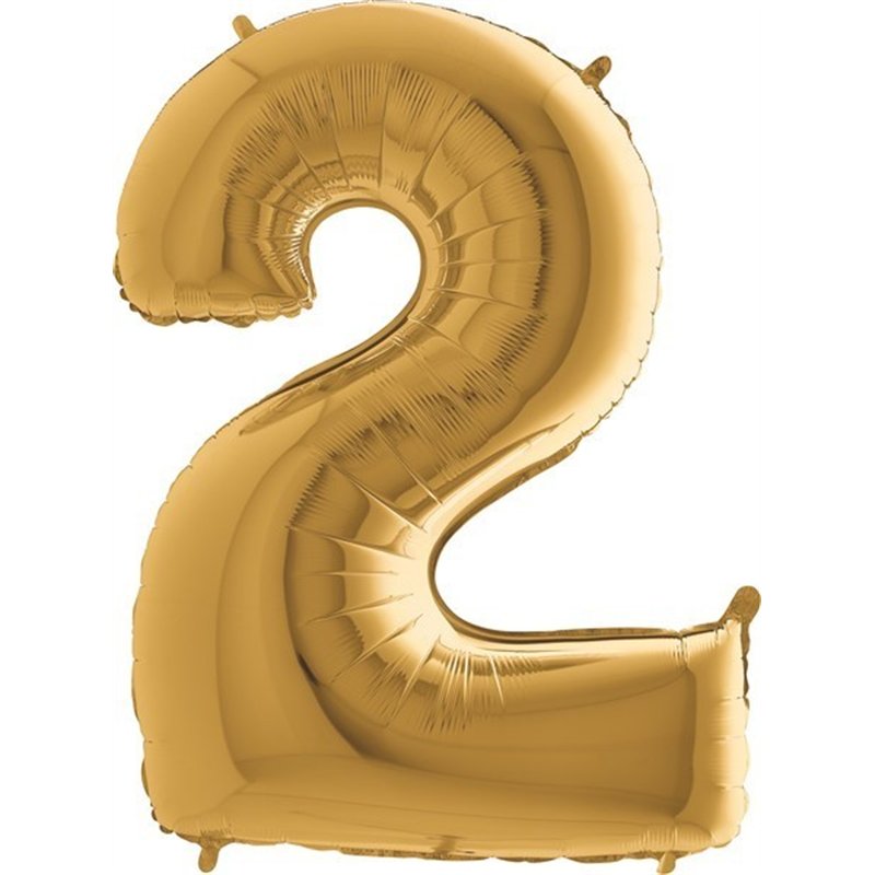 40IN GOLD NUMBER 2 FOIL BALLOON