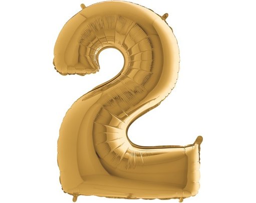 40IN GOLD NUMBER 2 FOIL BALLOON