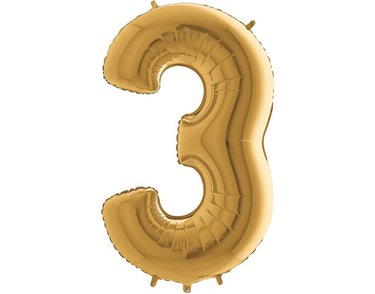 40IN GOLD NUMBER 3 FOIL BALLOON