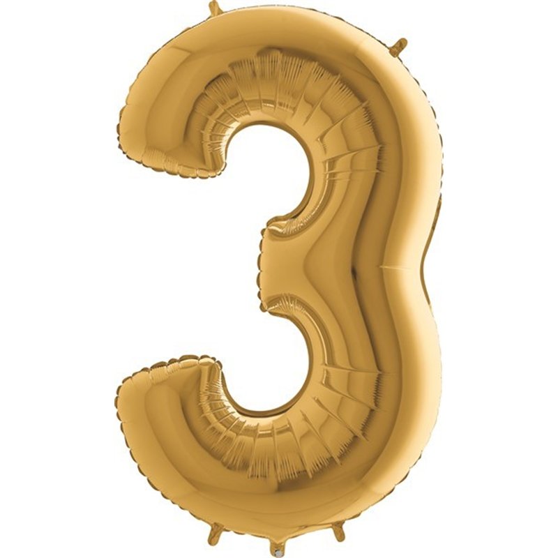 40IN GOLD NUMBER 3 FOIL BALLOON