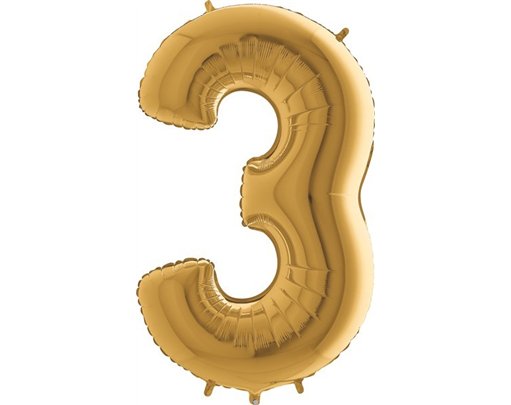 40IN GOLD NUMBER 3 FOIL BALLOON
