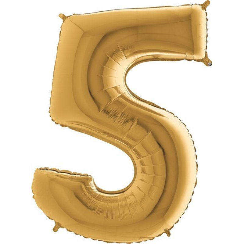 40IN GOLD NUMBER 5 FOIL BALLOON