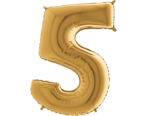 40IN GOLD NUMBER 5 FOIL BALLOON