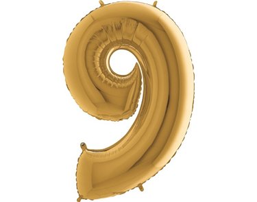 40IN GOLD NUMBER 9 FOIL BALLOON