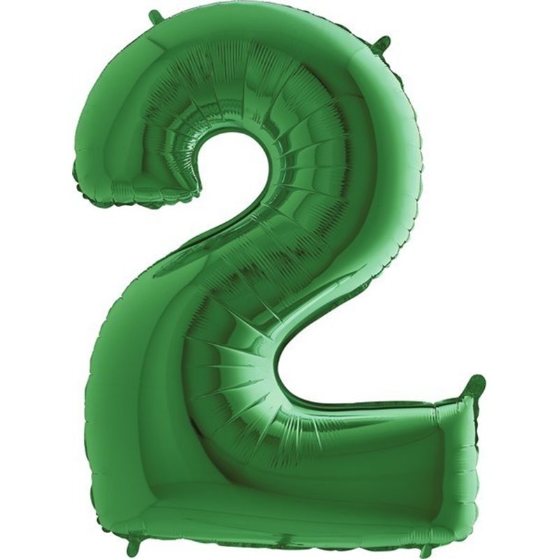 40IN GREEN NUMBER 2 FOIL BALLOON