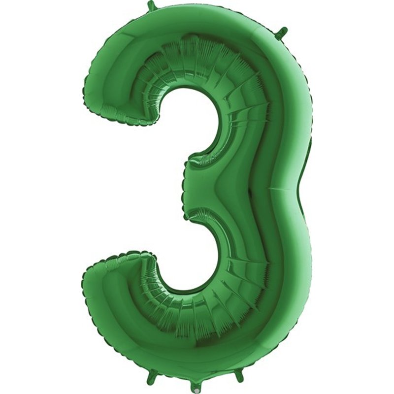 40IN GREEN NUMBER 3 FOIL BALLOON