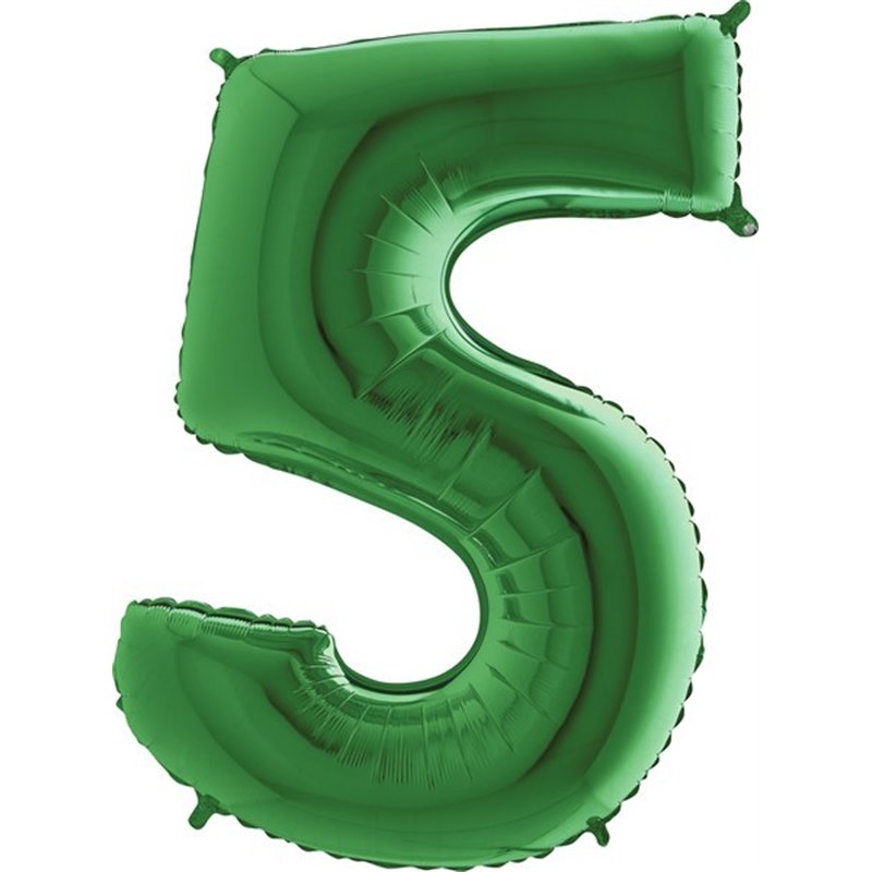 40IN GREEN NUMBER 5 FOIL BALLOON