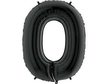 40IN BLACK NUMBER 0 FOIL BALLOON