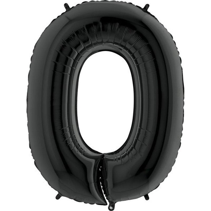 40IN BLACK NUMBER 0 FOIL BALLOON