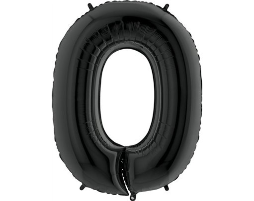 40IN BLACK NUMBER 0 FOIL BALLOON