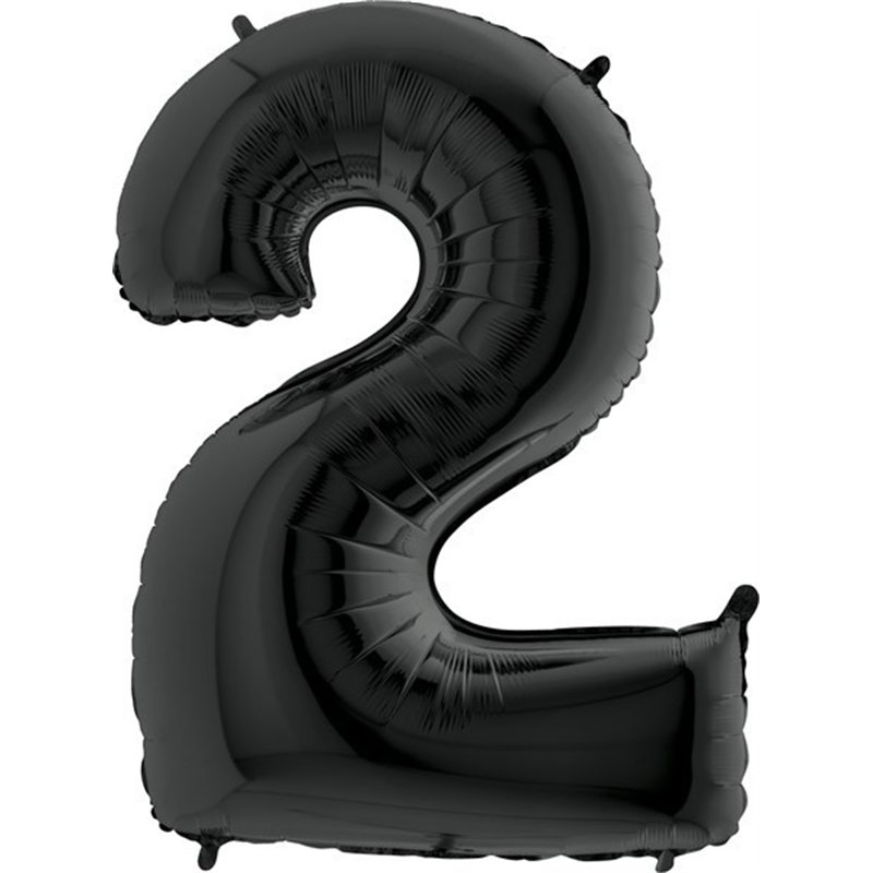 40IN BLACK NUMBER 2 FOIL BALLOON