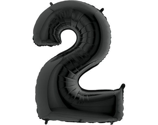 40IN BLACK NUMBER 2 FOIL BALLOON