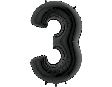 40IN BLACK NUMBER 3 FOIL BALLOON