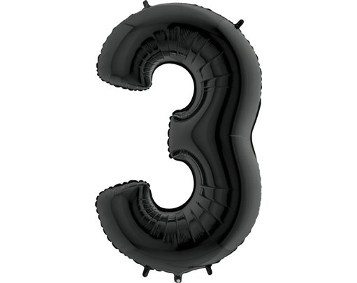 40IN BLACK NUMBER 3 FOIL BALLOON