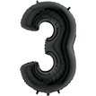 40IN BLACK NUMBER 3 FOIL BALLOON
