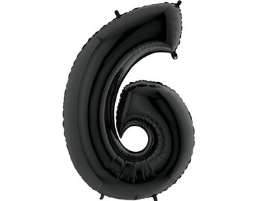 40IN BLACK NUMBER 6 FOIL BALLOON