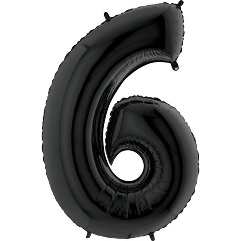 40IN BLACK NUMBER 6 FOIL BALLOON