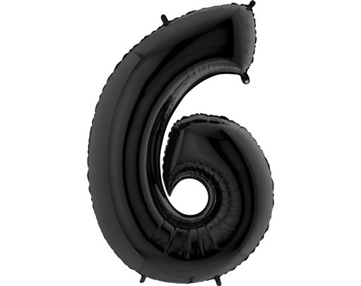 40IN BLACK NUMBER 6 FOIL BALLOON
