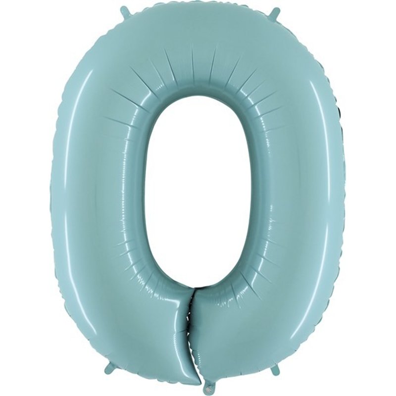 40IN PASTEL BLUE NUMBER 0 FOIL BALLOON
