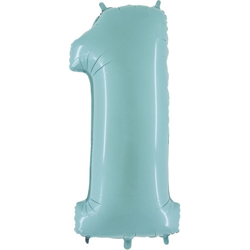 40IN PASTEL BLUE NUMBER 1 FOIL BALLOON