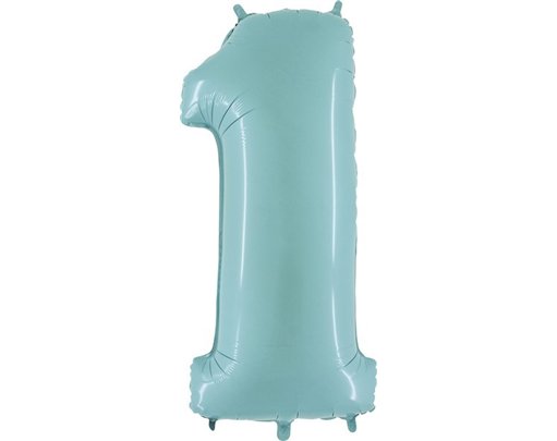 40IN PASTEL BLUE NUMBER 1 FOIL BALLOON