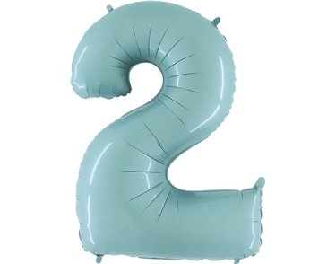40IN PASTEL BLUE NUMBER 2 FOIL BALLOON