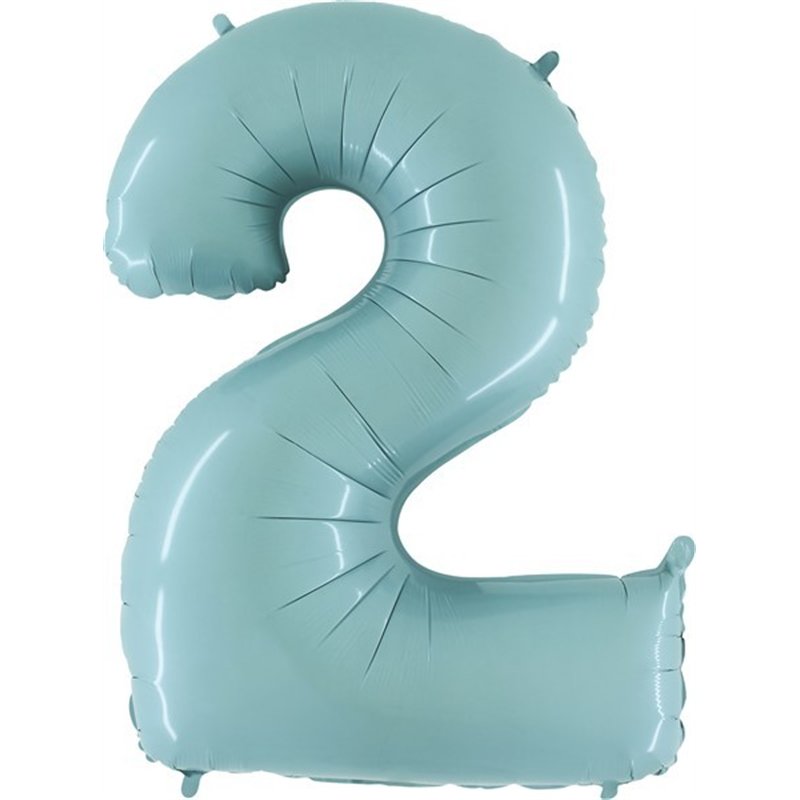40IN PASTEL BLUE NUMBER 2 FOIL BALLOON