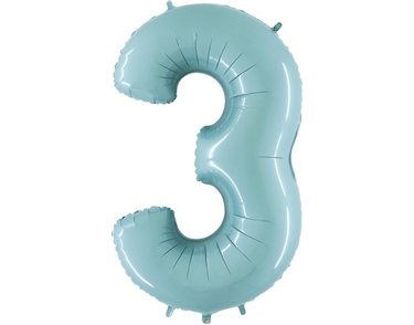 40IN PASTEL BLUE NUMBER 3 FOIL BALLOON