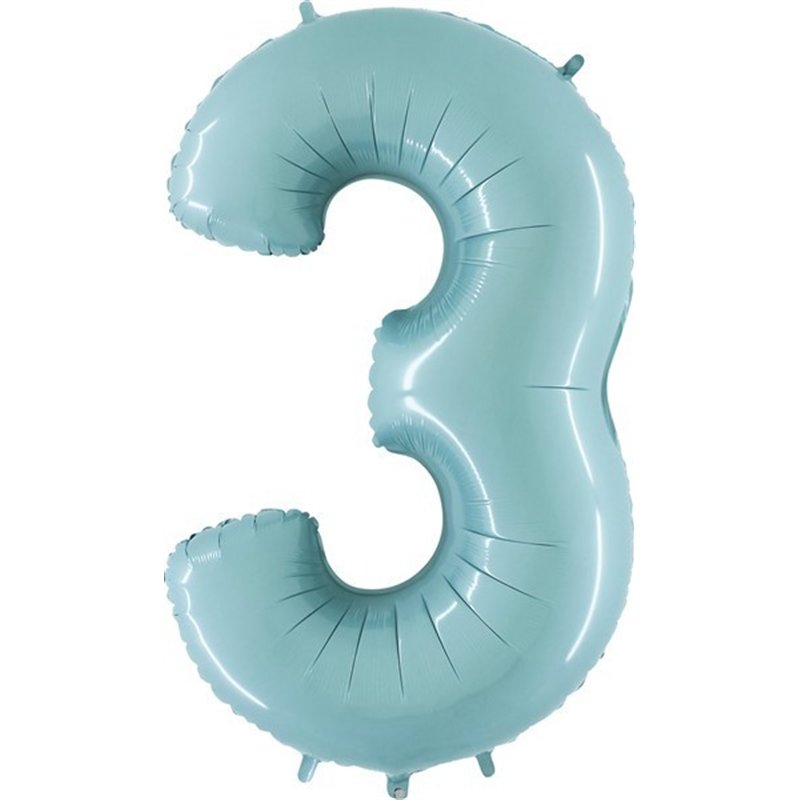40IN PASTEL BLUE NUMBER 3 FOIL BALLOON