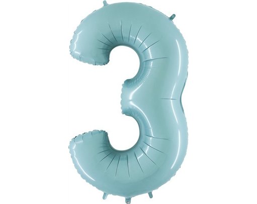 40IN PASTEL BLUE NUMBER 3 FOIL BALLOON