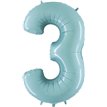 40IN PASTEL BLUE NUMBER 3 FOIL BALLOON