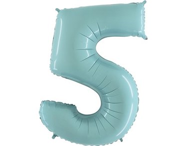 40IN PASTEL BLUE NUMBER 5 FOIL BALLOON