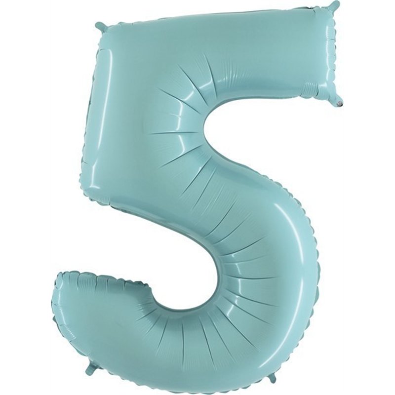 40IN PASTEL BLUE NUMBER 5 FOIL BALLOON