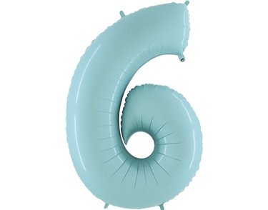 40IN PASTEL BLUE NUMBER 6 FOIL BALLOON