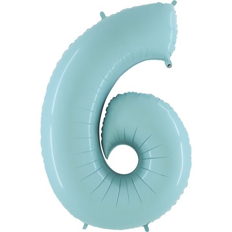 40IN PASTEL BLUE NUMBER 6 FOIL BALLOON
