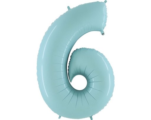 40IN PASTEL BLUE NUMBER 6 FOIL BALLOON