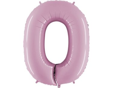 40IN PASTEL PINK NUMBER 0 FOIL BALLOON