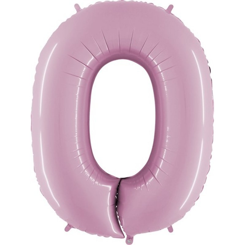 40IN PASTEL PINK NUMBER 0 FOIL BALLOON