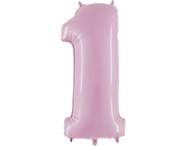 40IN PASTEL PINK NUMBER 1 FOIL BALLOON