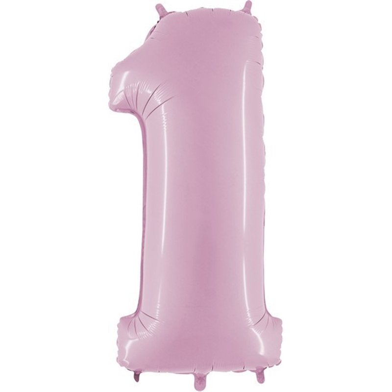 40IN PASTEL PINK NUMBER 1 FOIL BALLOON