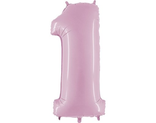 40IN PASTEL PINK NUMBER 1 FOIL BALLOON