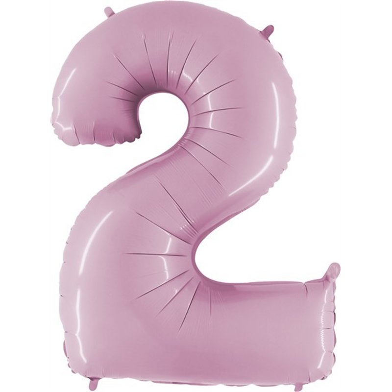 40IN PASTEL PINK NUMBER 2 FOIL BALLOON