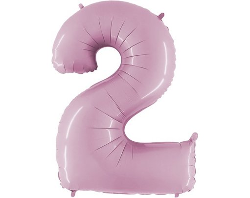 40IN PASTEL PINK NUMBER 2 FOIL BALLOON
