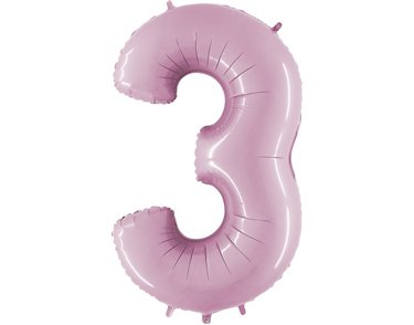40IN PASTEL PINK NUMBER 3 FOIL BALLOON