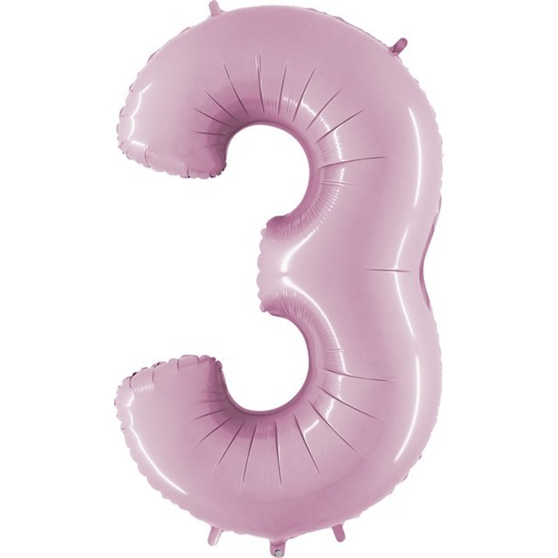 40IN PASTEL PINK NUMBER 3 FOIL BALLOON
