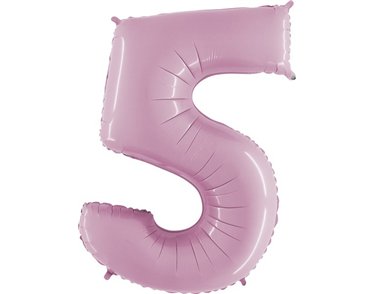 40IN PASTEL PINK NUMBER 5 FOIL BALLOON