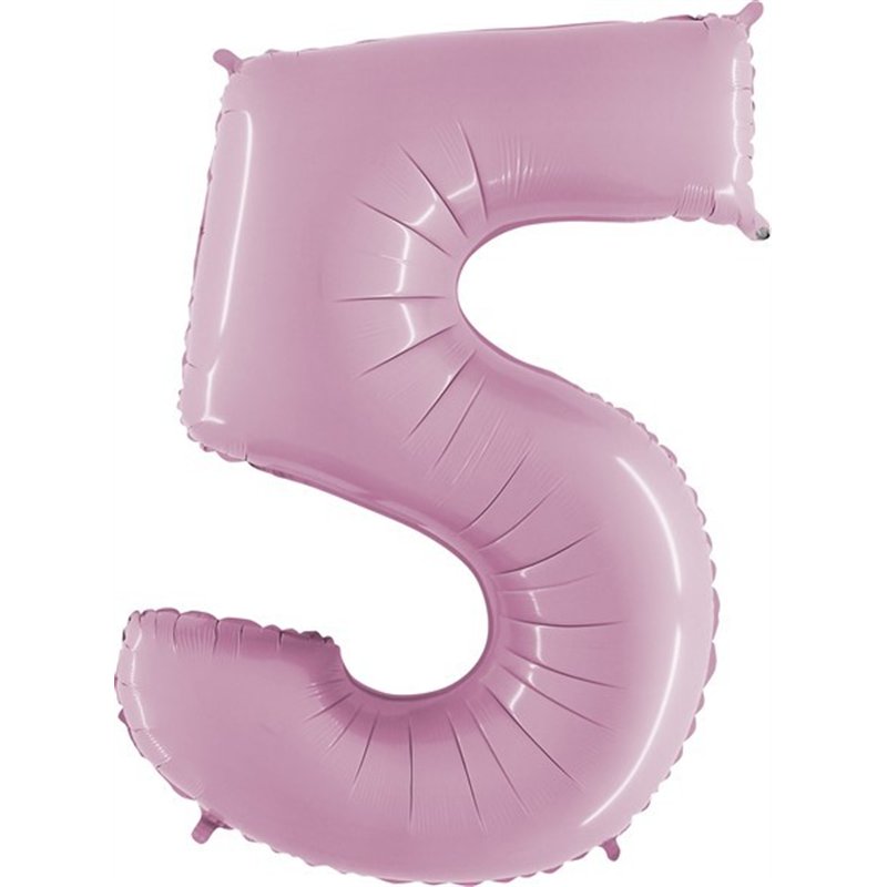 40IN PASTEL PINK NUMBER 5 FOIL BALLOON