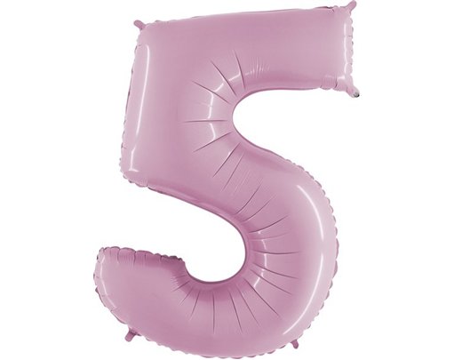 40IN PASTEL PINK NUMBER 5 FOIL BALLOON