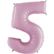 40IN PASTEL PINK NUMBER 5 FOIL BALLOON