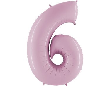 40IN PASTEL PINK NUMBER 6 FOIL BALLOON